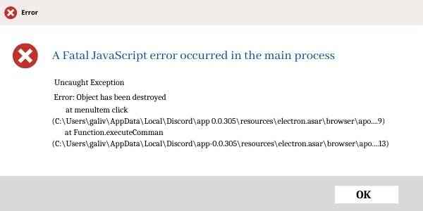 discord a fatal javascript error occurred discord a fatal javascript error occurred